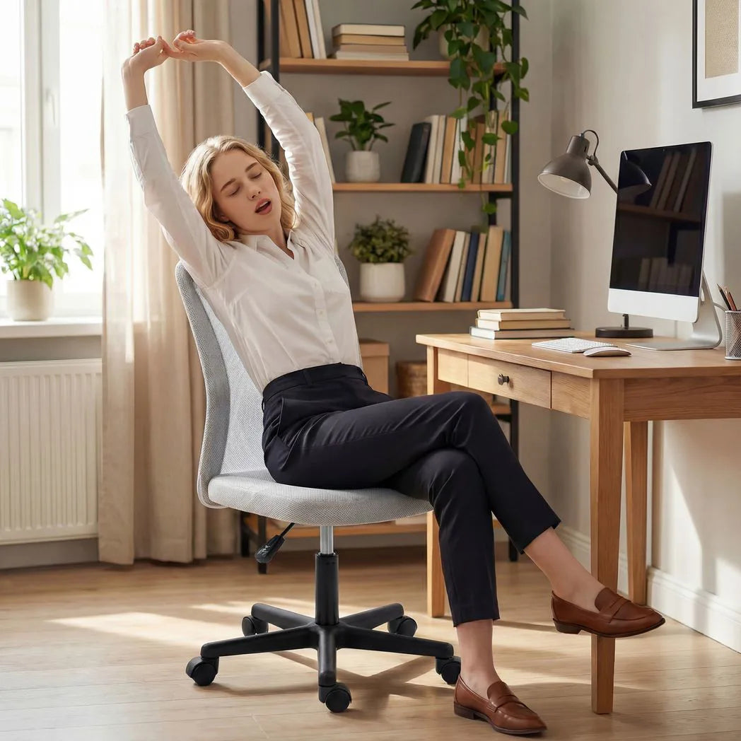 Vinsetto Armless Mesh Office Chair with Adjustable Height and 360° Swivel – Home Office, White