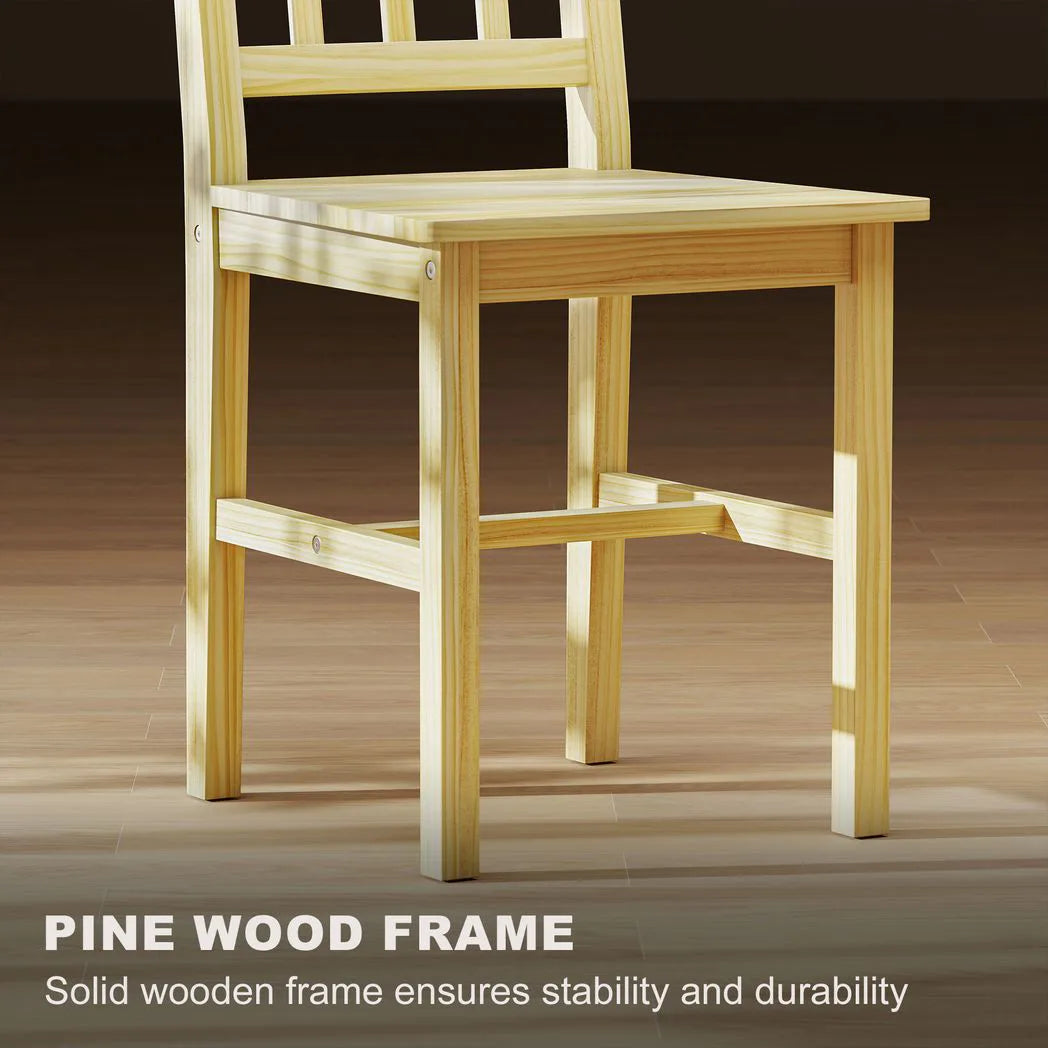 HOMCOM Dining Chairs Set of 2 with Slat Back, Pine Wood Frame – Farmhouse Kitchen Chairs, Natural