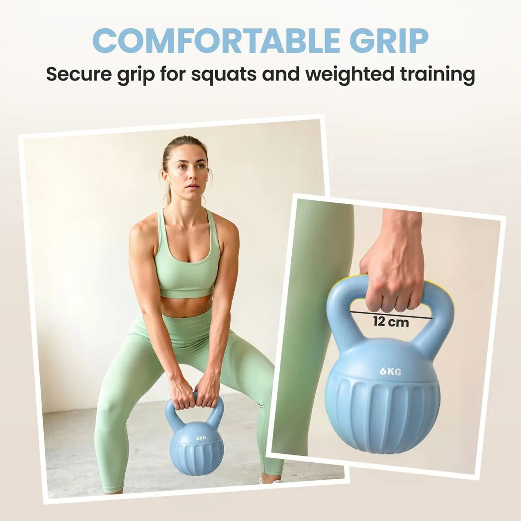 SPORTNOW 6kg Kettlebell with Non-Slip Handle & Flat Base – Sand-Filled Strength Training Weight, Blue