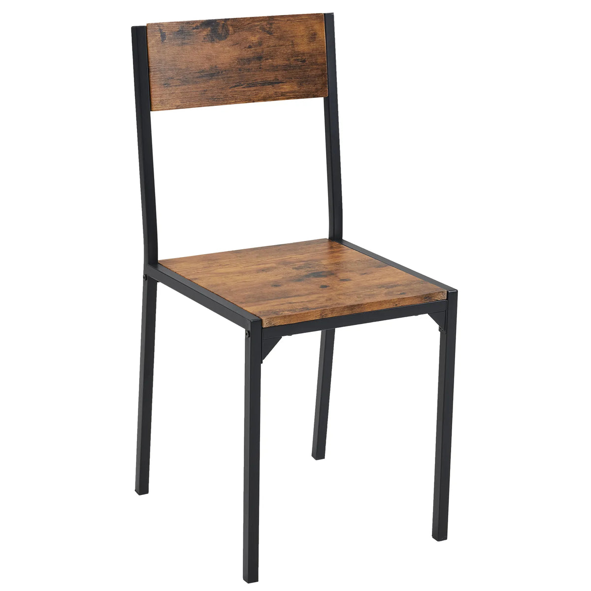 Rustic Brown 4 Piece Dining Table Set with 2 Chairs and Bench – Space-Saving Kitchen Table, Storage Shelves