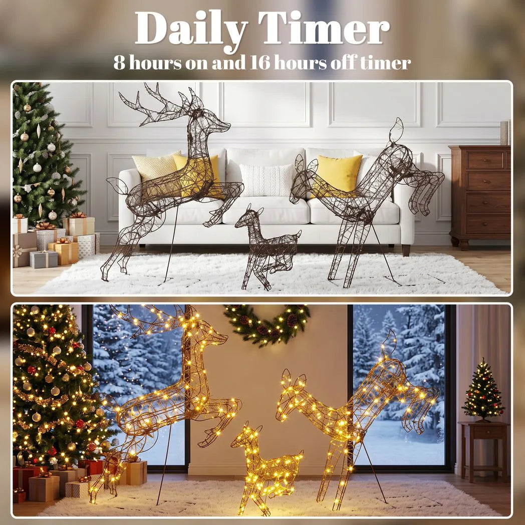 Outsunny Light-Up Deer Family – Set of 3