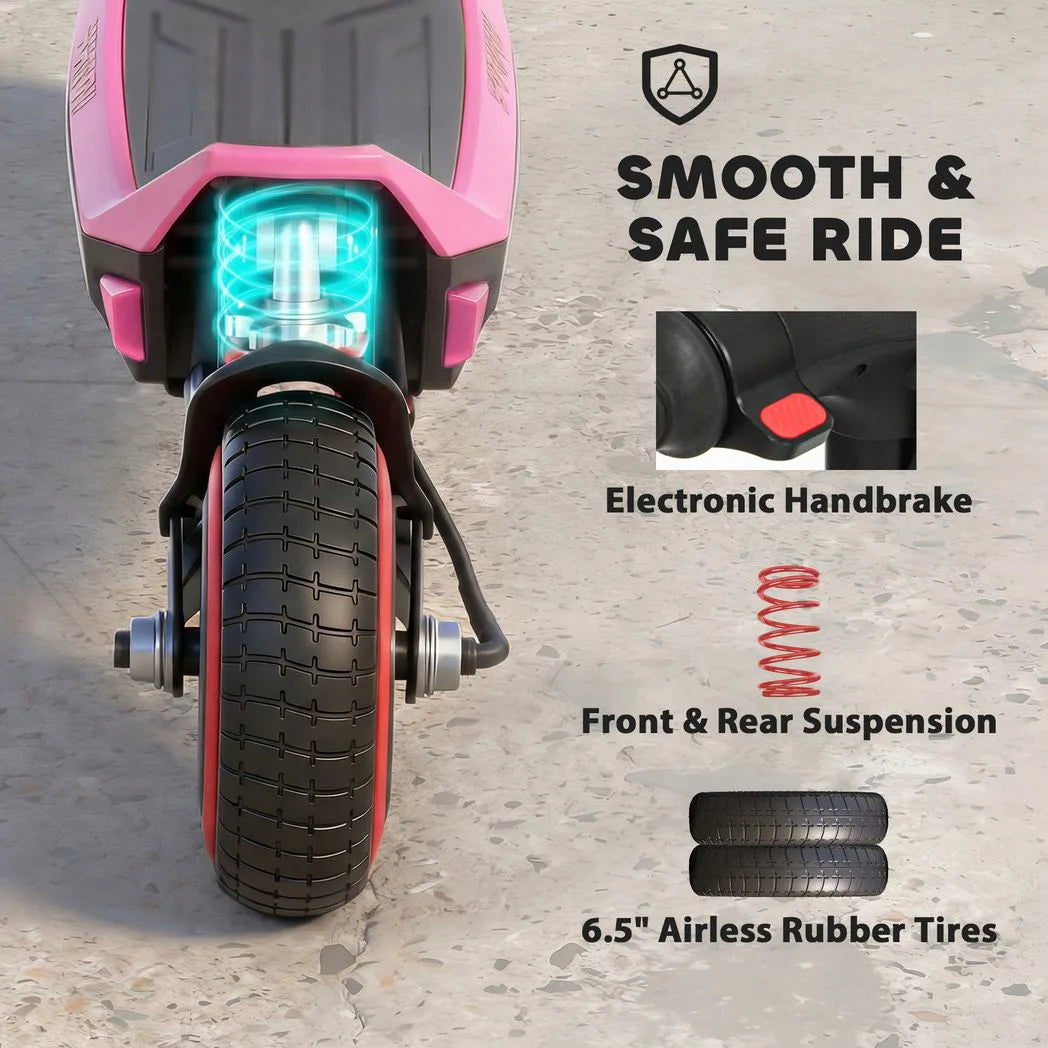 SPORTNOW Kids Electric Scooter with LED Display, RGB Lights & Suspension – Foldable E-Scooter, Up to 16km/h, Pink