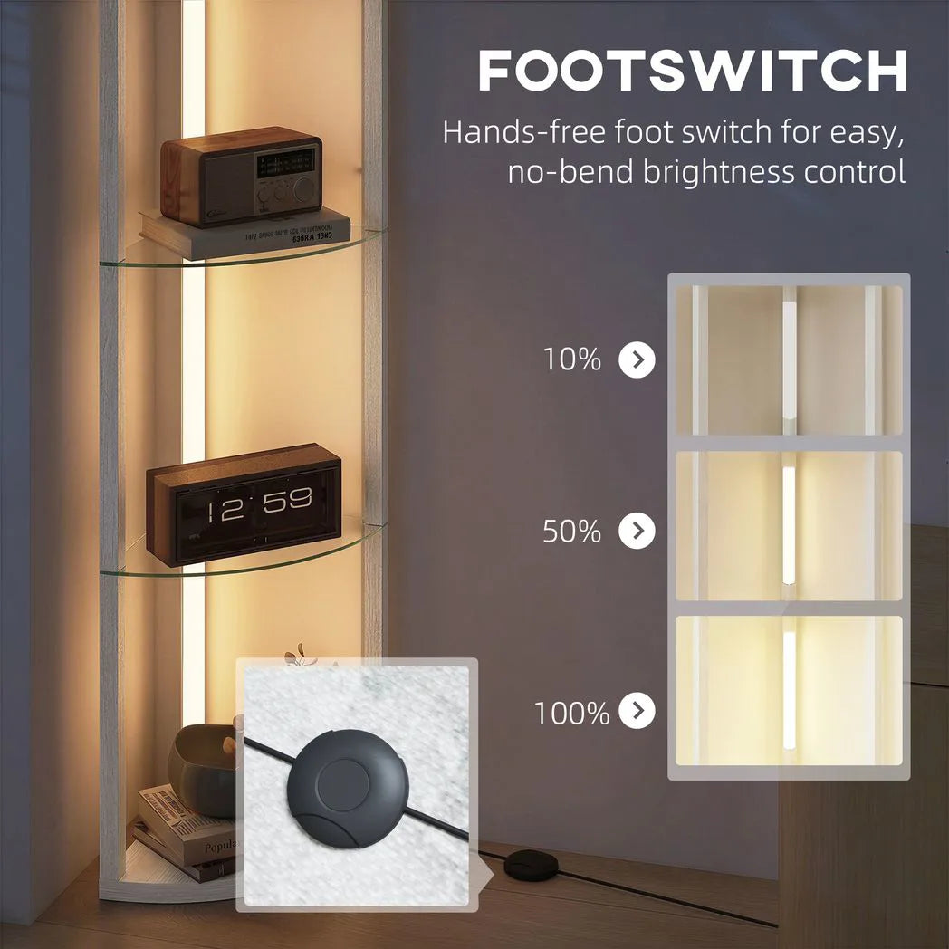 HOMCOM Dimmable LED Corner Shelf Floor Lamp with Foot Switch