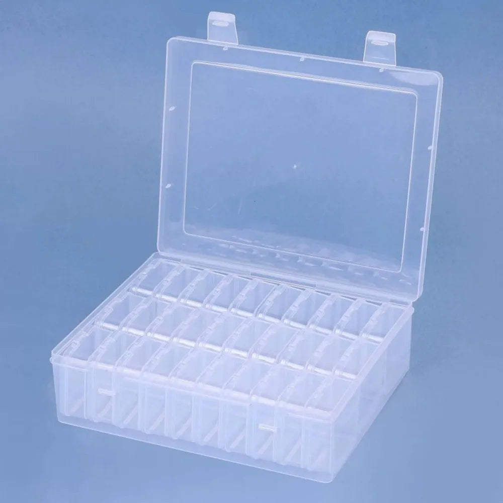 Bead Organiser Box with 30 Clear Mini Compartments and Hinged Lid – Craft, Jewellery and Small Parts Storage