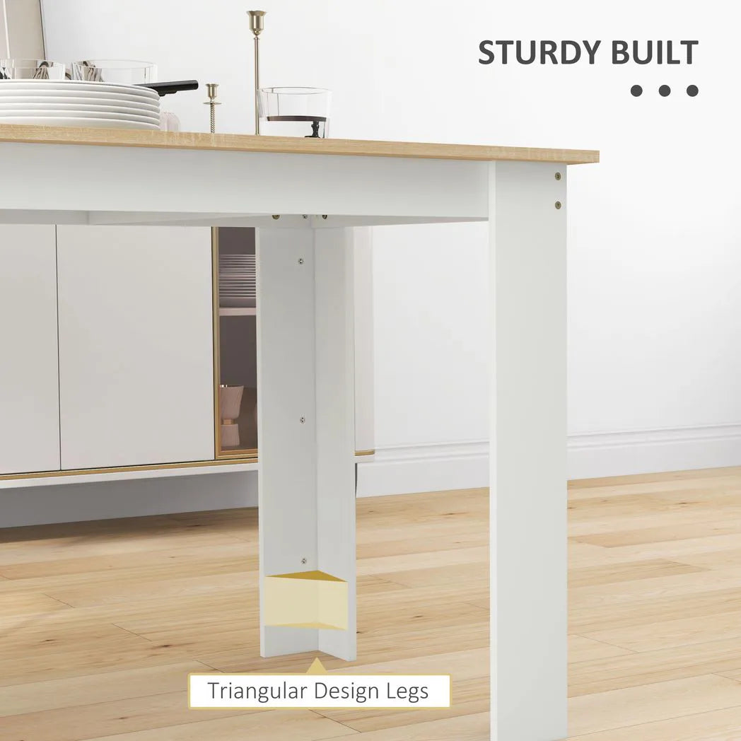 HOMCOM Dining Table for 4-6 People with Wood Effect Melamine Top – Space-Saving Kitchen Table, Oak and White
