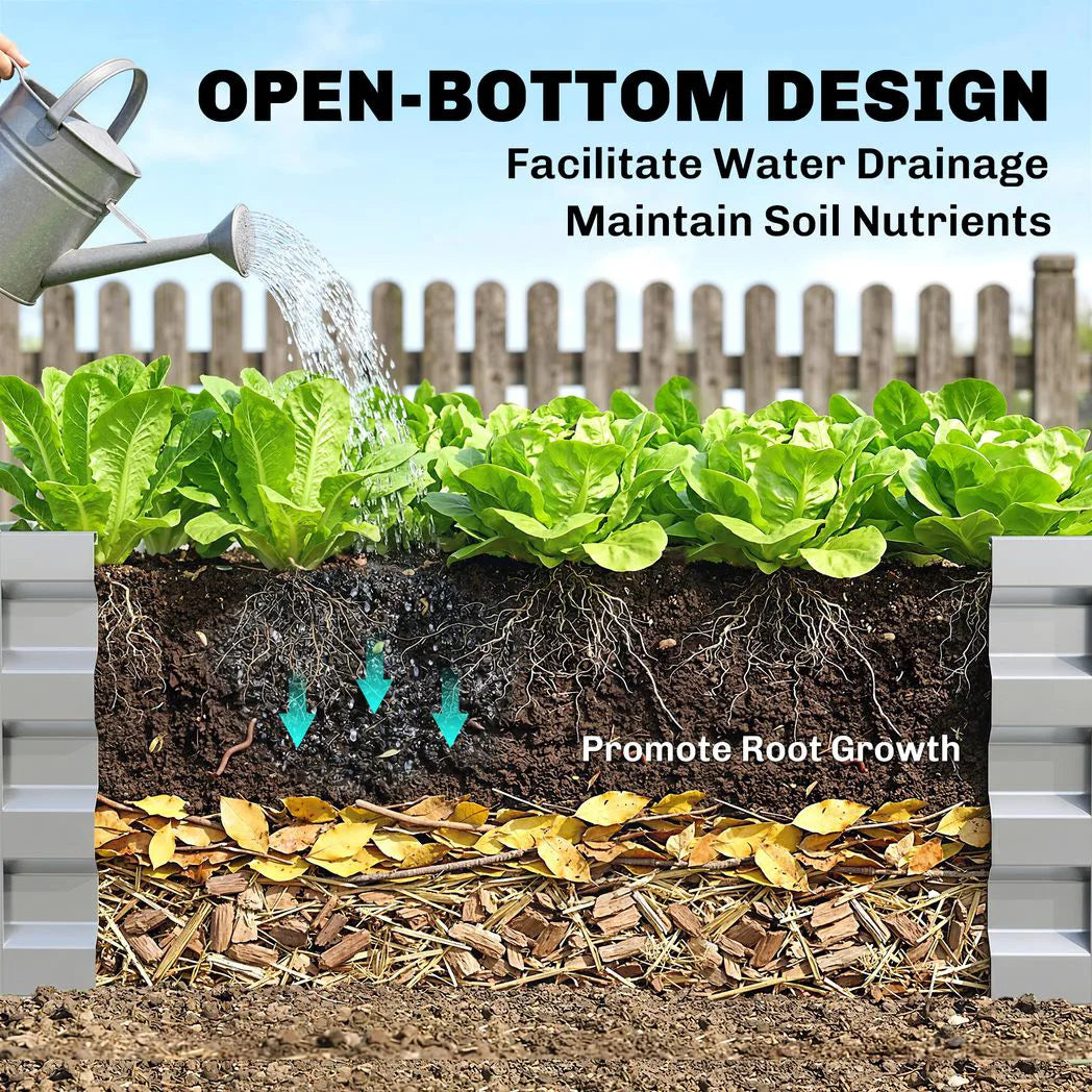 Outsunny 120 x 120 cm Raised Garden Bed with Galvanised Steel Frame – Open Base Planter for Vegetables and Herbs
