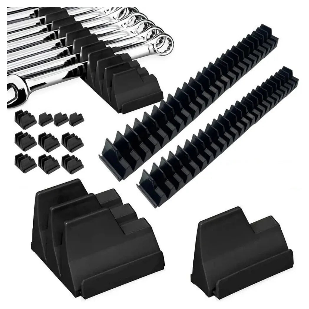 80 Piece Magnetic Wrench Organiser Set, Portable Tool Storage Rack for 6-38mm Wrenches – Black