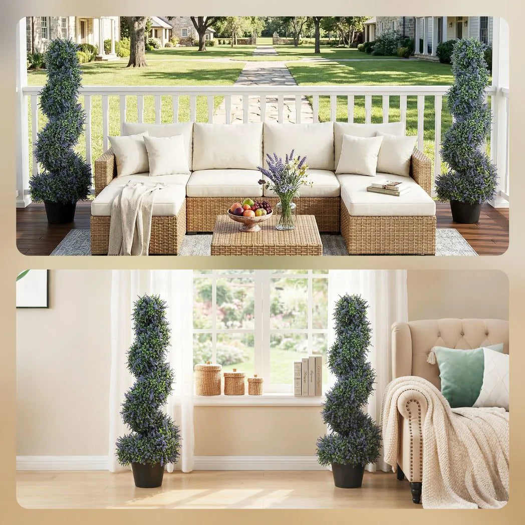 HOMCOM Artificial Lavender Topiary Tree Set of 2