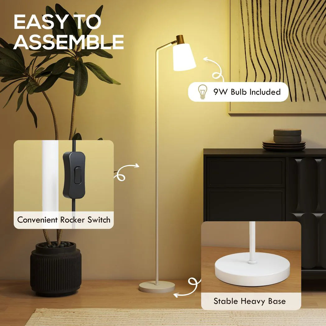 HOMCOM Modern Floor Lamp with Rotatable Head – White