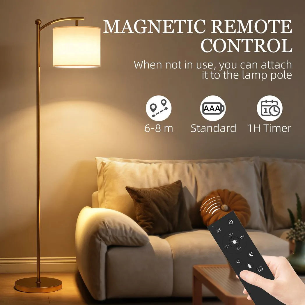 HOMCOM LED Floor Lamp with Remote Control – Gold Tone