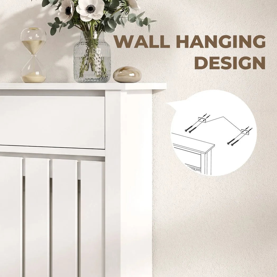 HOMCOM Rustic-Look Radiator Cover with Top Drawer, 93 x 88.5cm, White