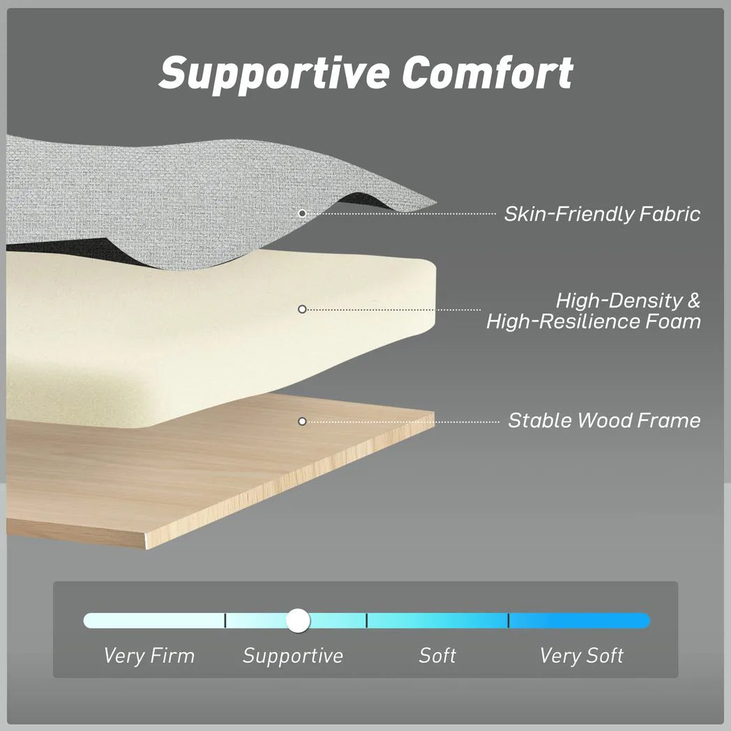 HOMCOM Three-Way Two-Seater Sofa Bed with Click-Clack Reclining Back – Linen-Look Loveseat, Light Grey