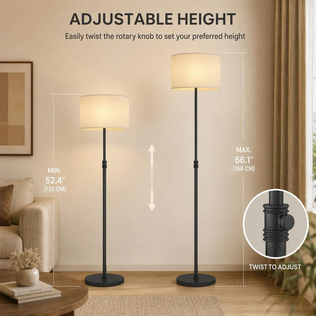 HOMCOM Floor Lamp with Remote, Height Adjustable Standing Lamp with Linen Shade