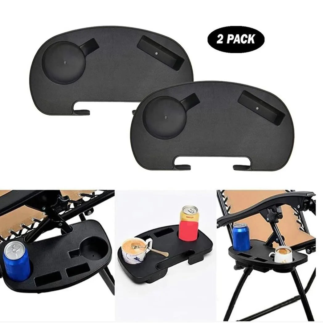 Clip-On Camping Chair Side Tables, Set of 2 – Cup Holder and Phone Tray for Outdoor Chairs