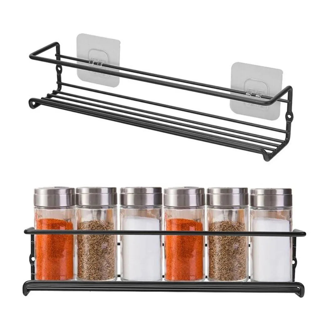 4PCS Spice Herb Jar Rack Holder For Kitchen Door Cupboard Storage Wall Mounted