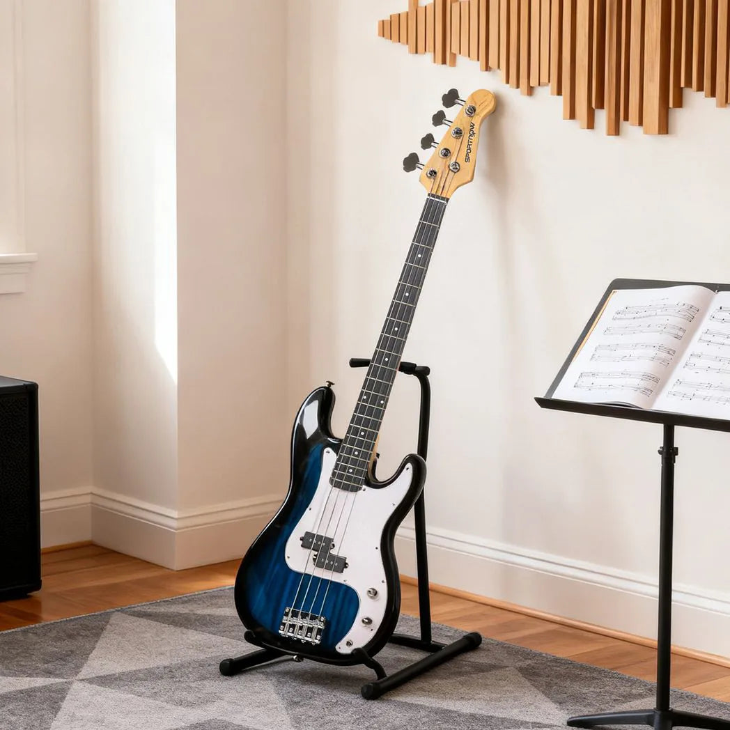 SPORTNOW 4 String Full Size Electric Bass Guitar Kit with 15W Amplifier, Carry Bag and Accessories – Beginner Bass