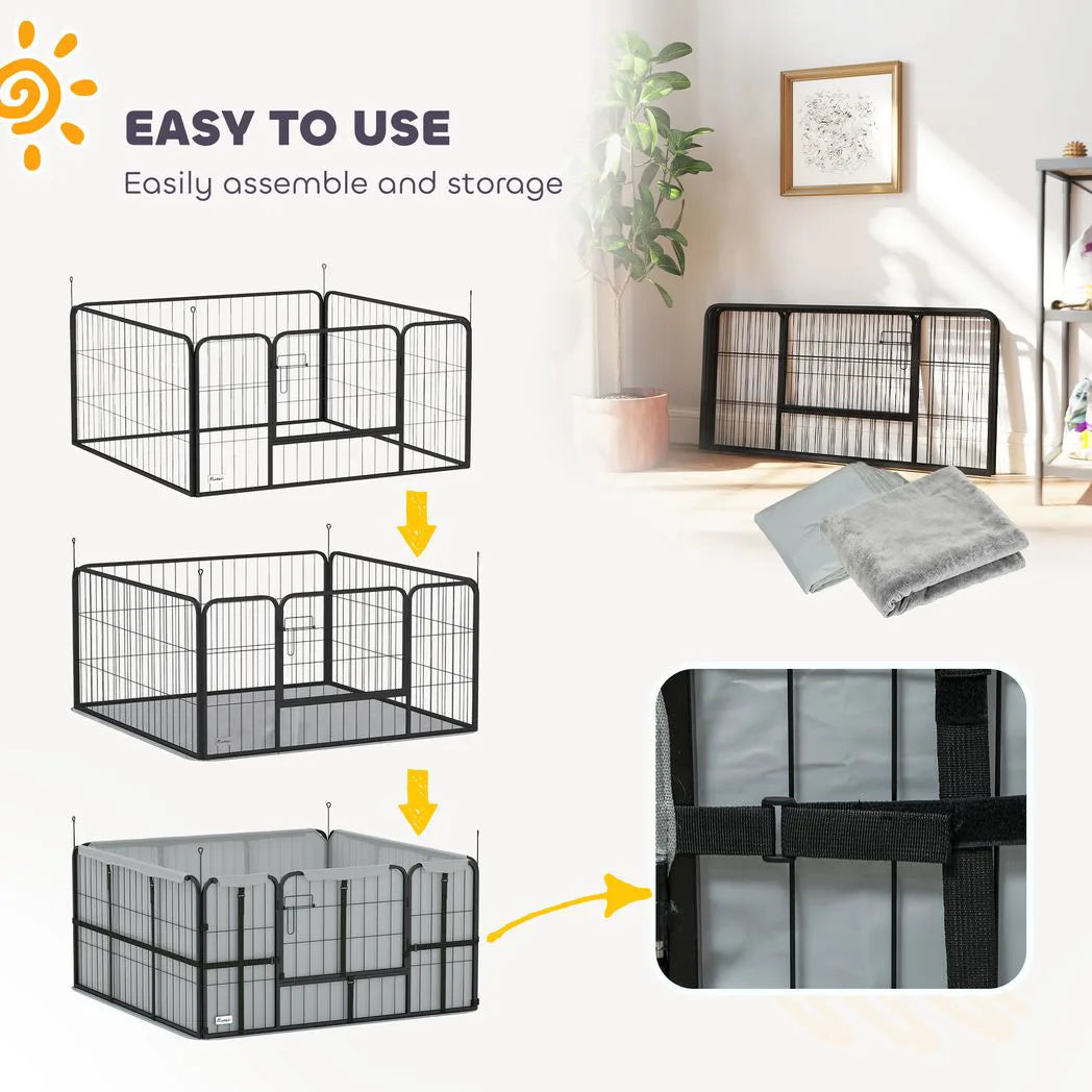 PawHut Steel Dog Whelping Box with Whelping Pad – Puppy Pen for Small and Medium Dogs, 122 x 122 x 60cm