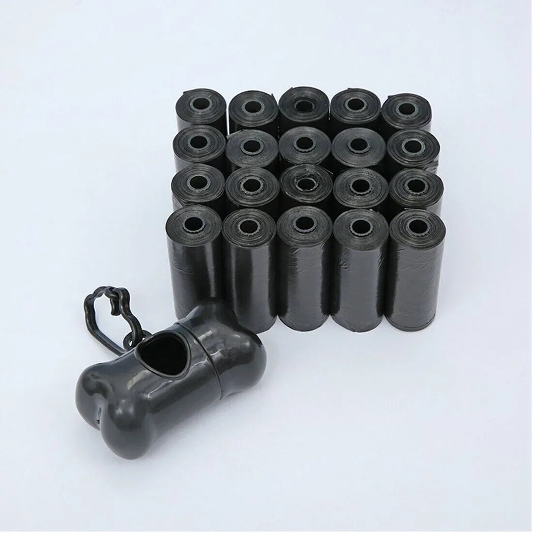 1100 Biodegradable Dog Poo Bags with Bone-Shaped Dispenser – 55 Rolls, Leak-Proof Pet Waste Bags, Black