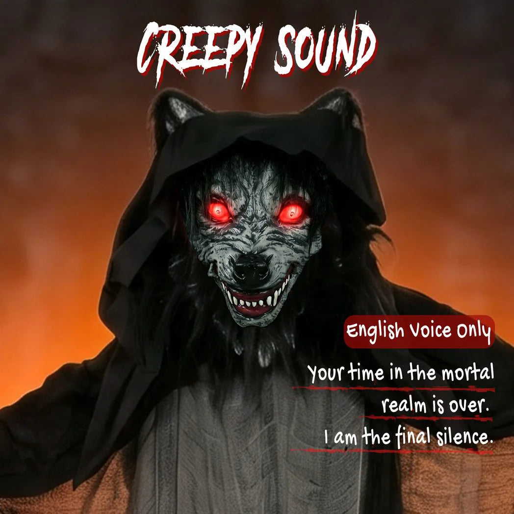 HOMCOM Halloween Standing Werewolf Animated Decoration with Light-Up Eyes, Sound and Touch Activated