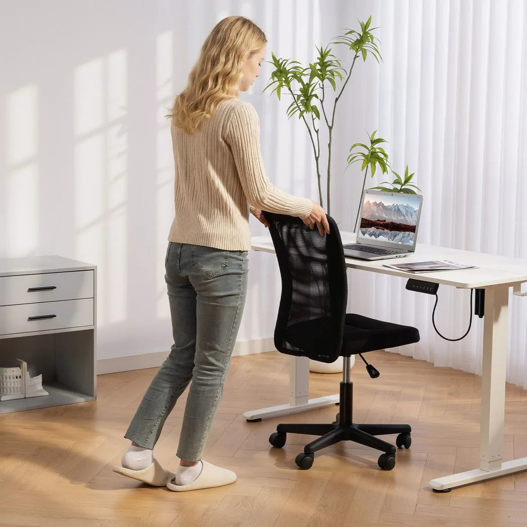 Vinsetto Armless Mesh Office Chair with Adjustable Height, 360° Swivel and Rolling Wheels, Black