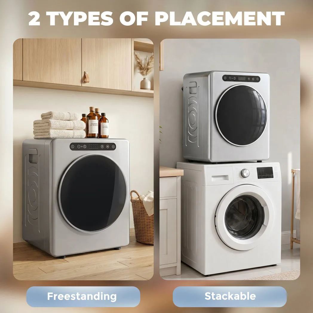HOMCOM 5kg Compact Vented Tumble Dryer with 40–60°C Settings and Anti-Crease Function – Silver Tone