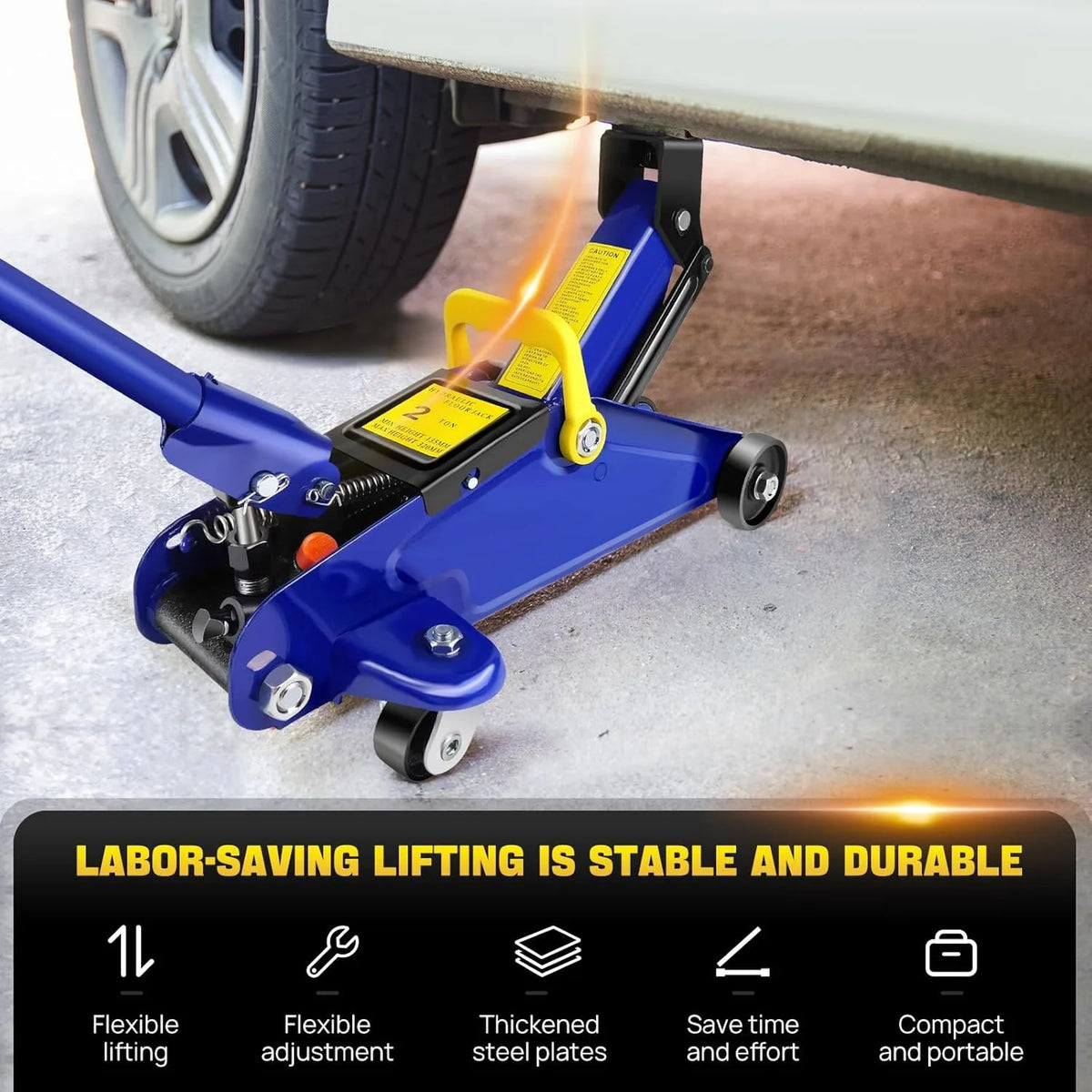 Trolley Jack 2 Ton Low Profile Hydraulic Floor Jack – Garage Car and Van Lifting, Blue