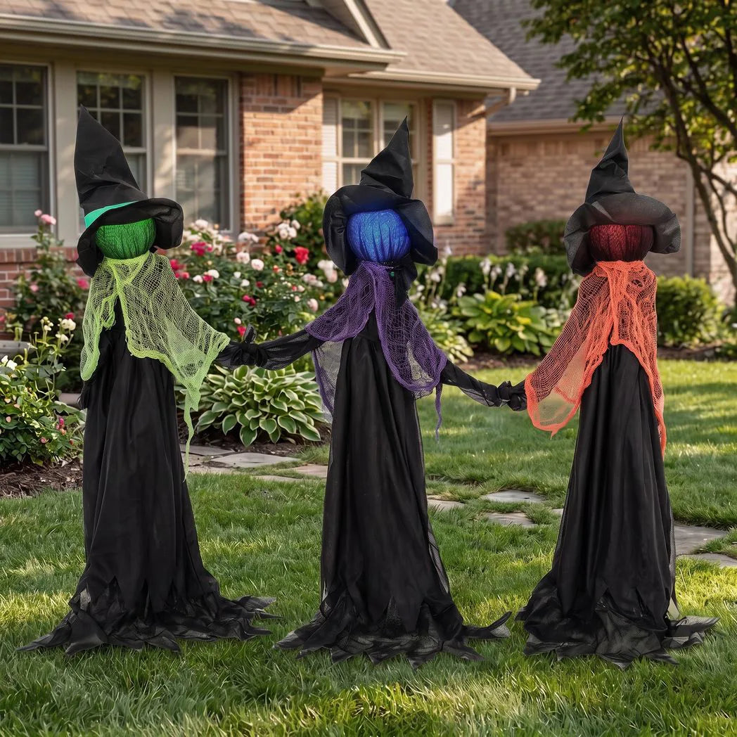 HOMCOM 120cm Witches Holding Hands Halloween Decorations Outdoor Indoor