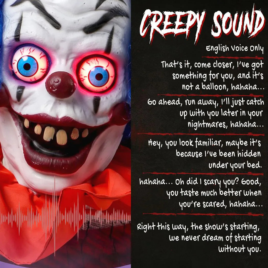 HOMCOM 167 cm Life Size Animated Clown Halloween Decoration