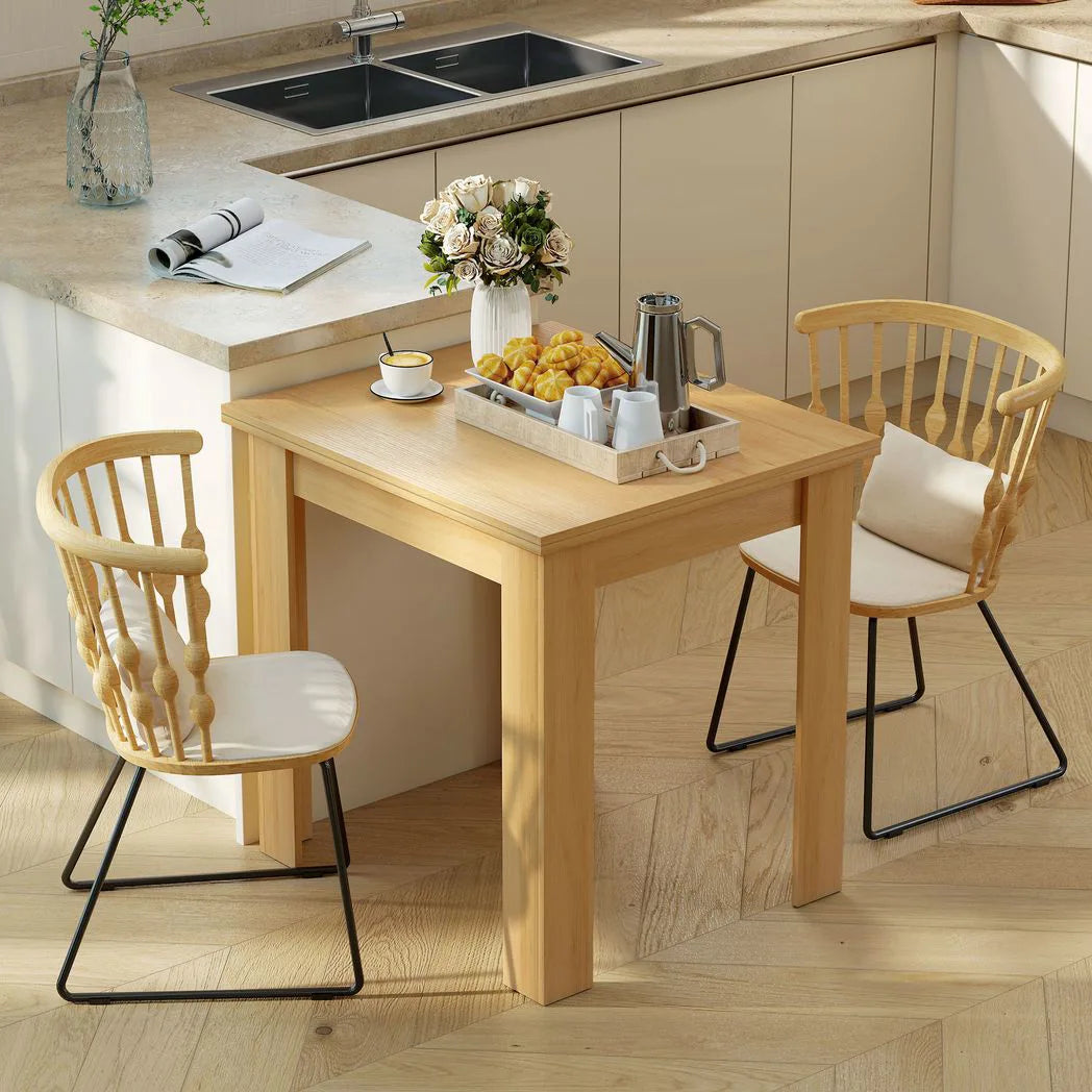 HOMCOM Folding Dining Table for 4-6 – Extendable Drop Leaf Kitchen Table for Small Spaces, Natural