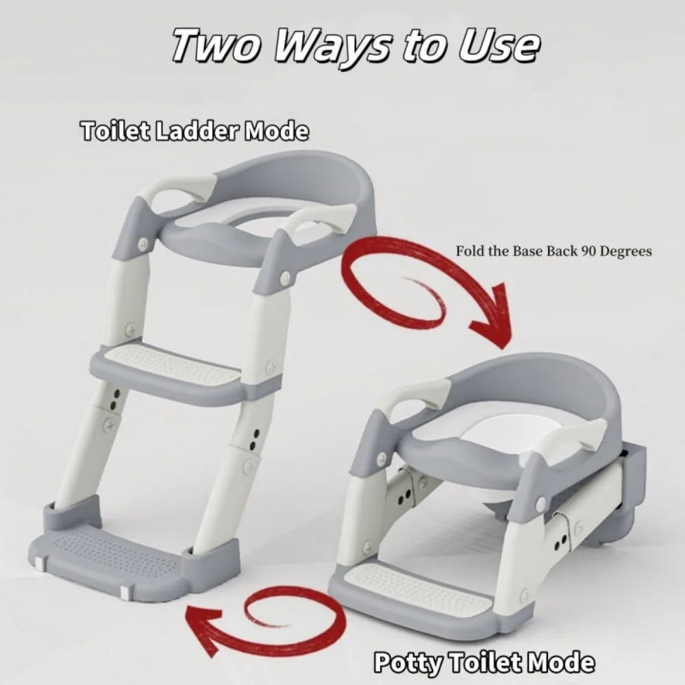 2-in-1 Toddler Potty Training Toilet Seat with Step Ladder – Foldable, Adjustable, Non-Slip