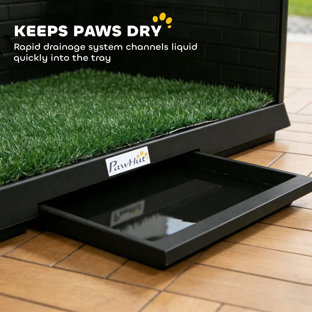 PawHut Dog Toilet Tray with High Walls, Grass Turf & Slide-Out Tray – Indoor Outdoor Potty Training
