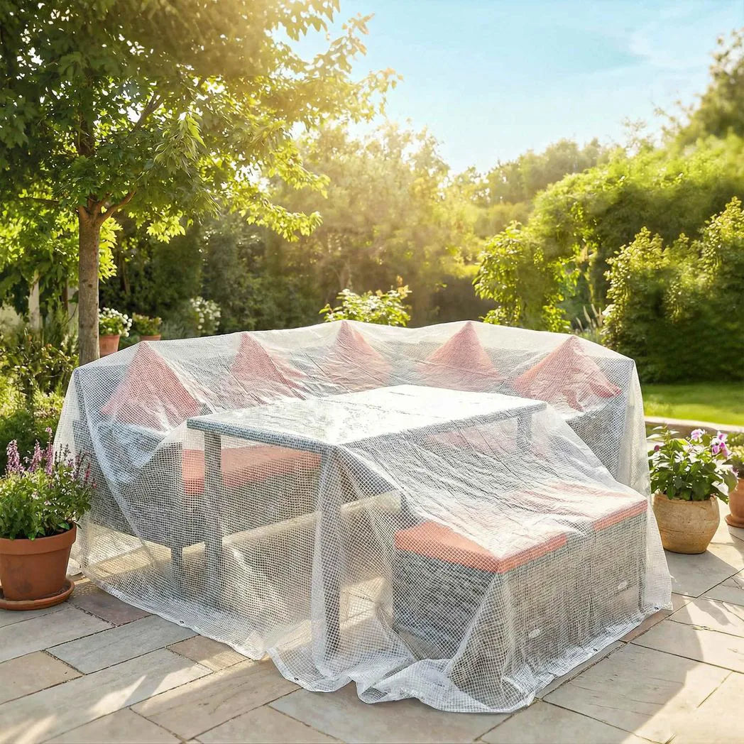 Outsunny 4 x 6m Waterproof Tarpaulin, 140GSM Heavy-Duty Tear-Resistant PE Tarp with Reinforced Grommets – UV-Protected Cover