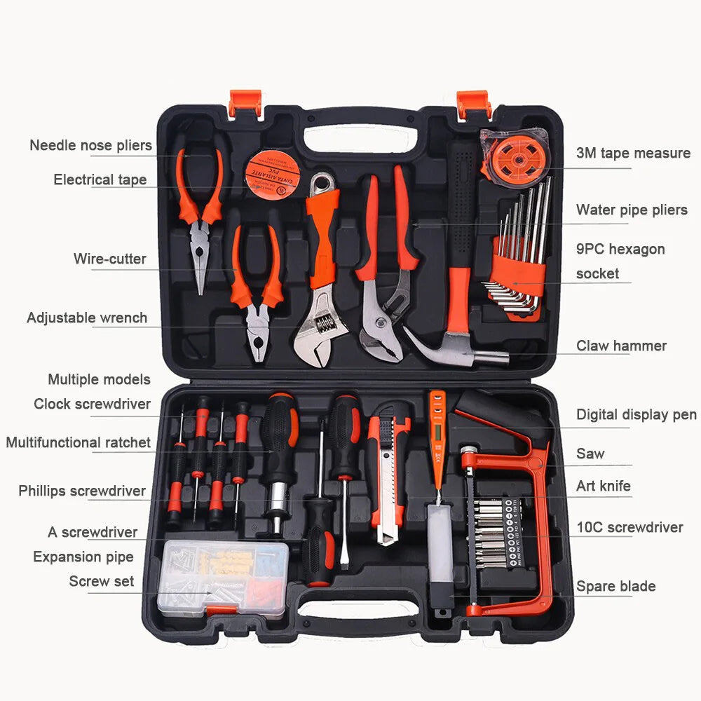 105-Piece Professional Tool Kit with Carry Case – Household Repair & DIY Hand Tool Set
