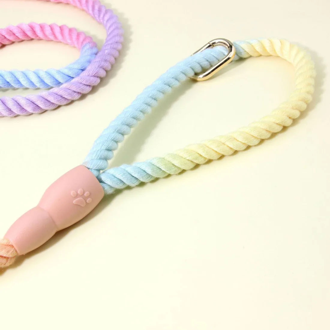 150cm Hand-Braided Nylon Dog Training Leash – Ombré Rope Lead with Dual Metal Clasps