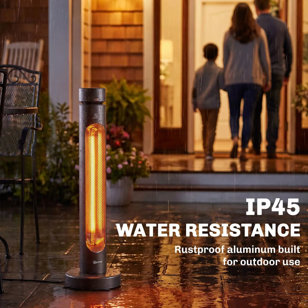 Outsunny 2000 W Free-Standing Oscillating Electric Infrared Patio Heater with Remote and Knob Control – Black