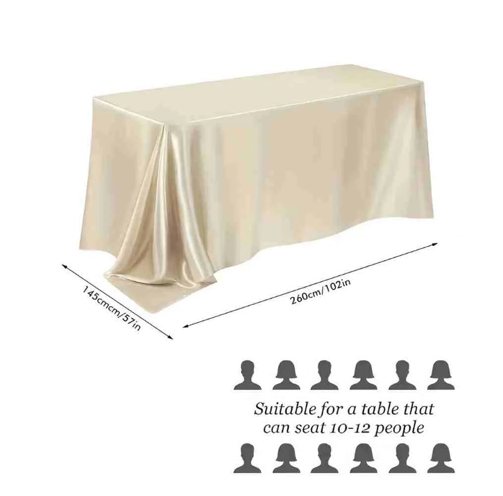 Rectangular Polyester Tablecloth with Bound Edge, 160 x 145cm – Seamless Wedding & Party Table Cover, White