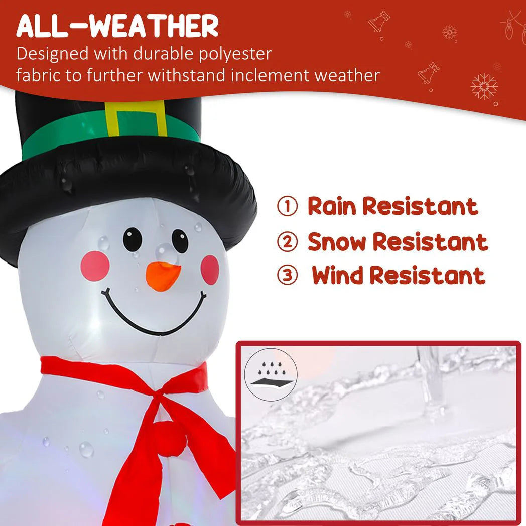 Outsunny 8ft Inflatable Christmas Snowman with Disco & LED Lights – Self-Inflating Outdoor Garden Decoration