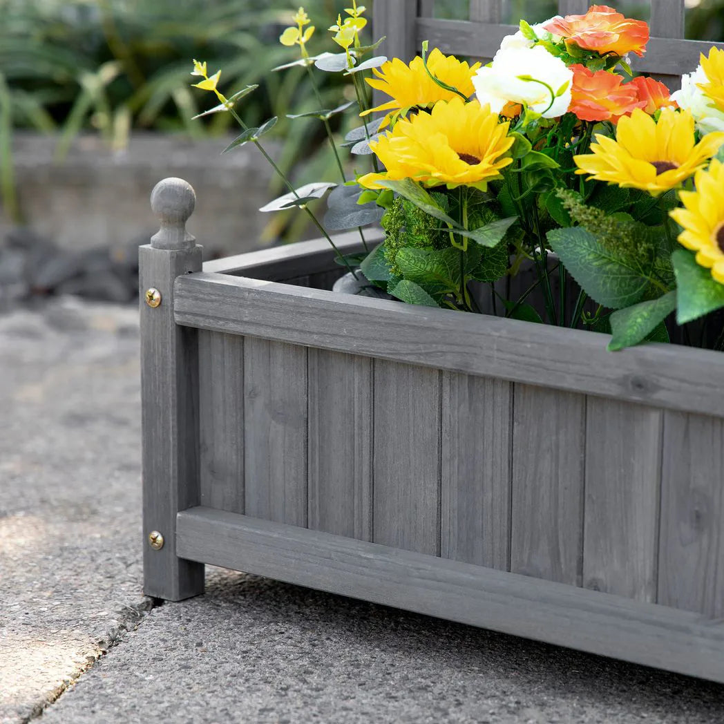 Outsunny Wooden Raised Planter with Trellis