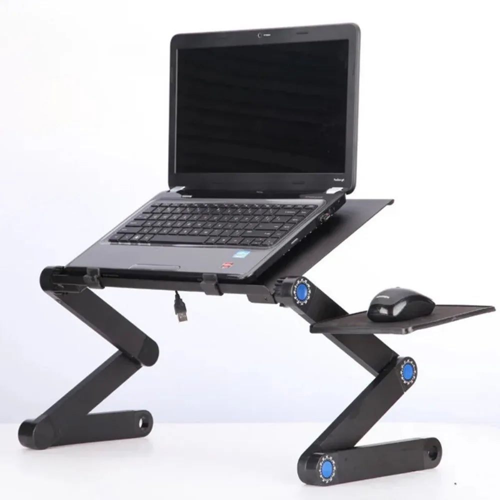Adjustable Folding Laptop Stand Table with 360° Rotating Legs – Portable Lap Desk for Bed & Sofa, Black
