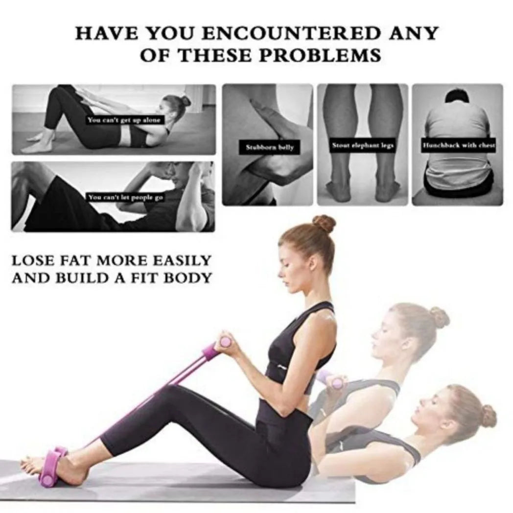 Multi-Function Tension Rope 6Tube Gym Fitness Foot Pedal Exerciser Pull Band New-Purple