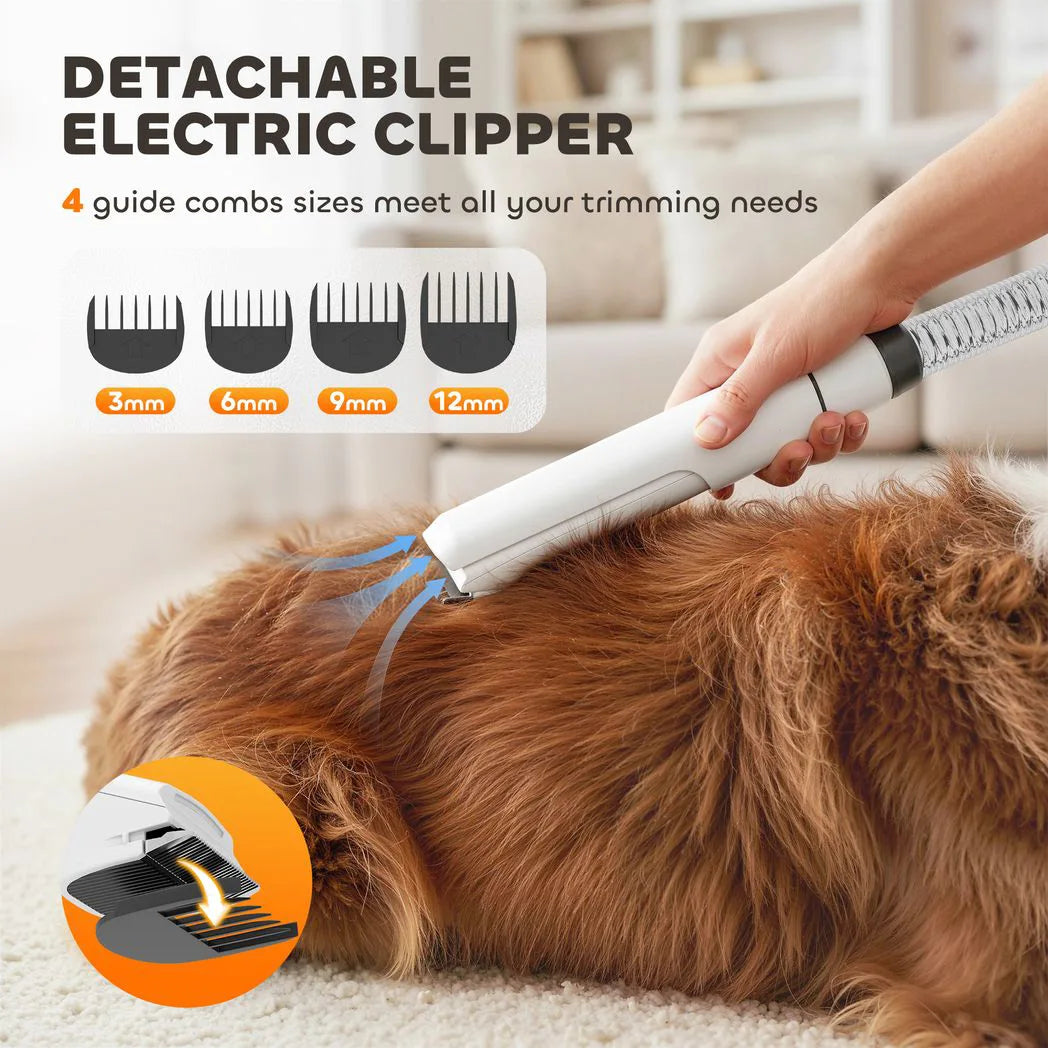 PawHut 5-in-1 Dog Grooming Kit with Vacuum, Dryer and Clipper – 1.8L Canister, 4 Adjustable Blow Temperatures