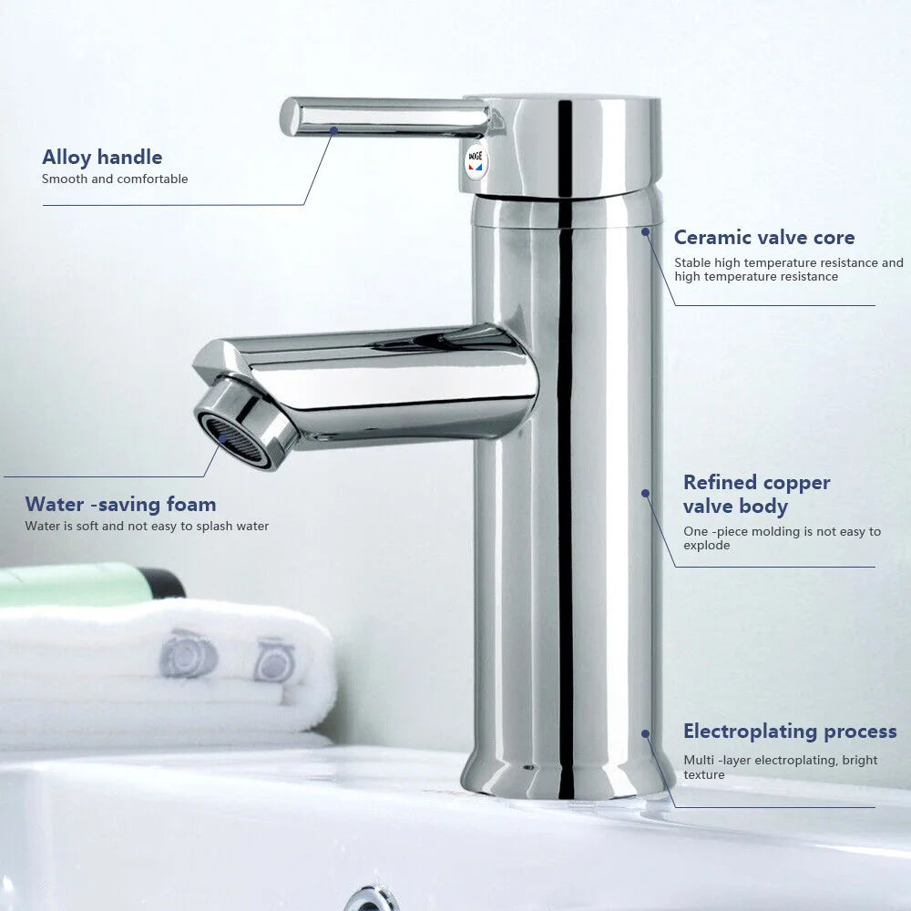 Cisivis Cloakroom Basin Mixer Tap with Pop-Up Waste, 180° Swivel Spout – Chrome Brass Bathroom Sink Faucet