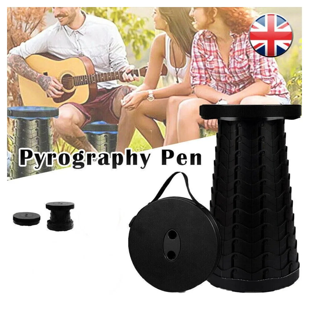 Folding Stool Portable Telescoping Seat Retractable Camping Adjustable UK