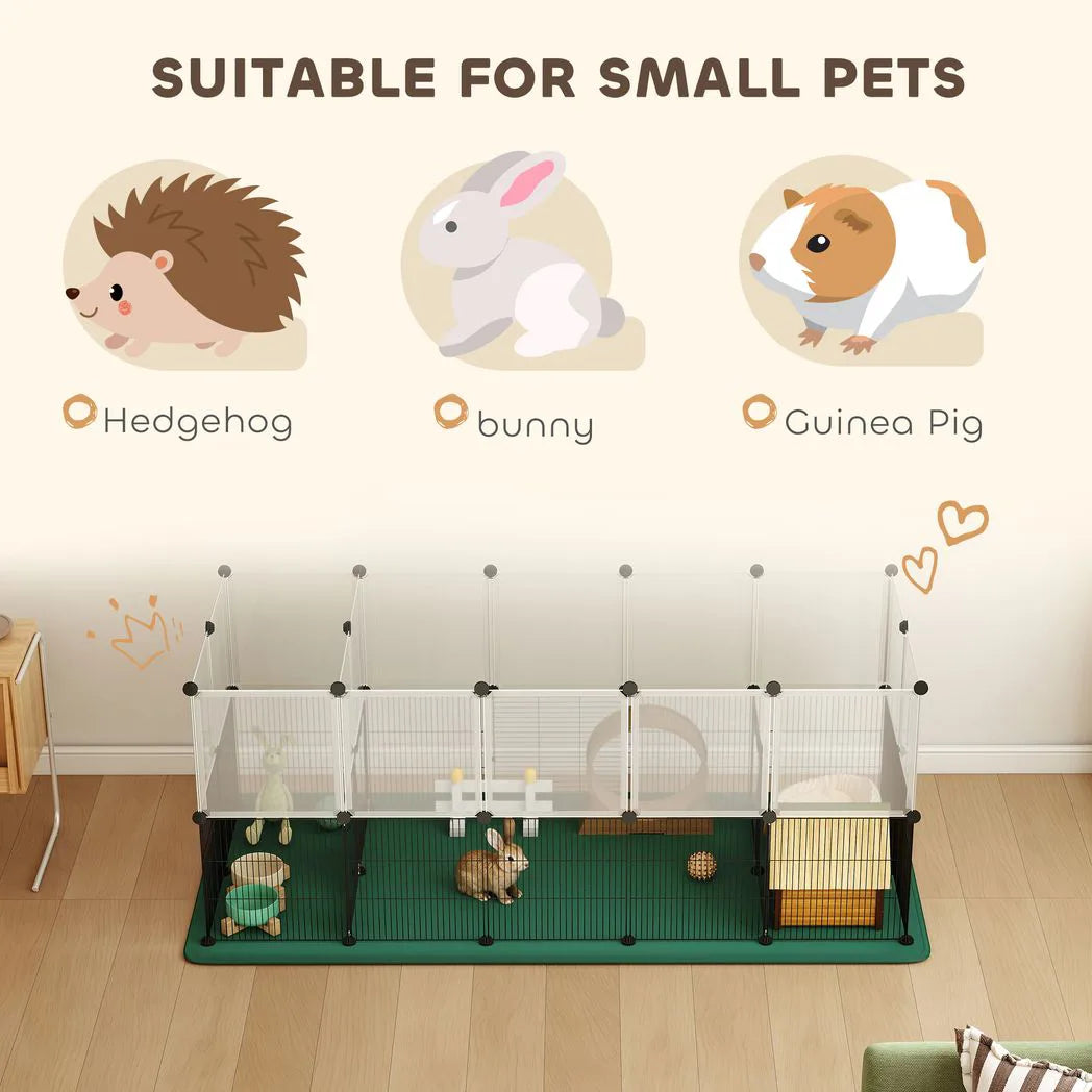 PawHut Small Animal Playpen with Waterproof Mat, 34-Panel DIY Metal Pet Fence – Indoor and Outdoor