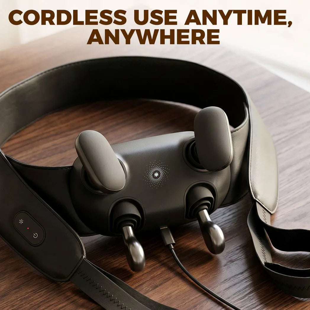 HOMCOM Cordless Neck Massager with Heat – 4D Shiatsu Deep Tissue Neck and Shoulder Massager for Car and Home