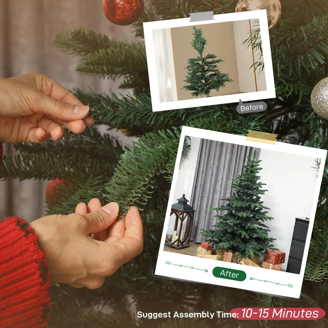 HOMCOM 5ft Artificial Christmas Tree with 772 Realistic Branches and Metal Stand – Easy Assembly, Green