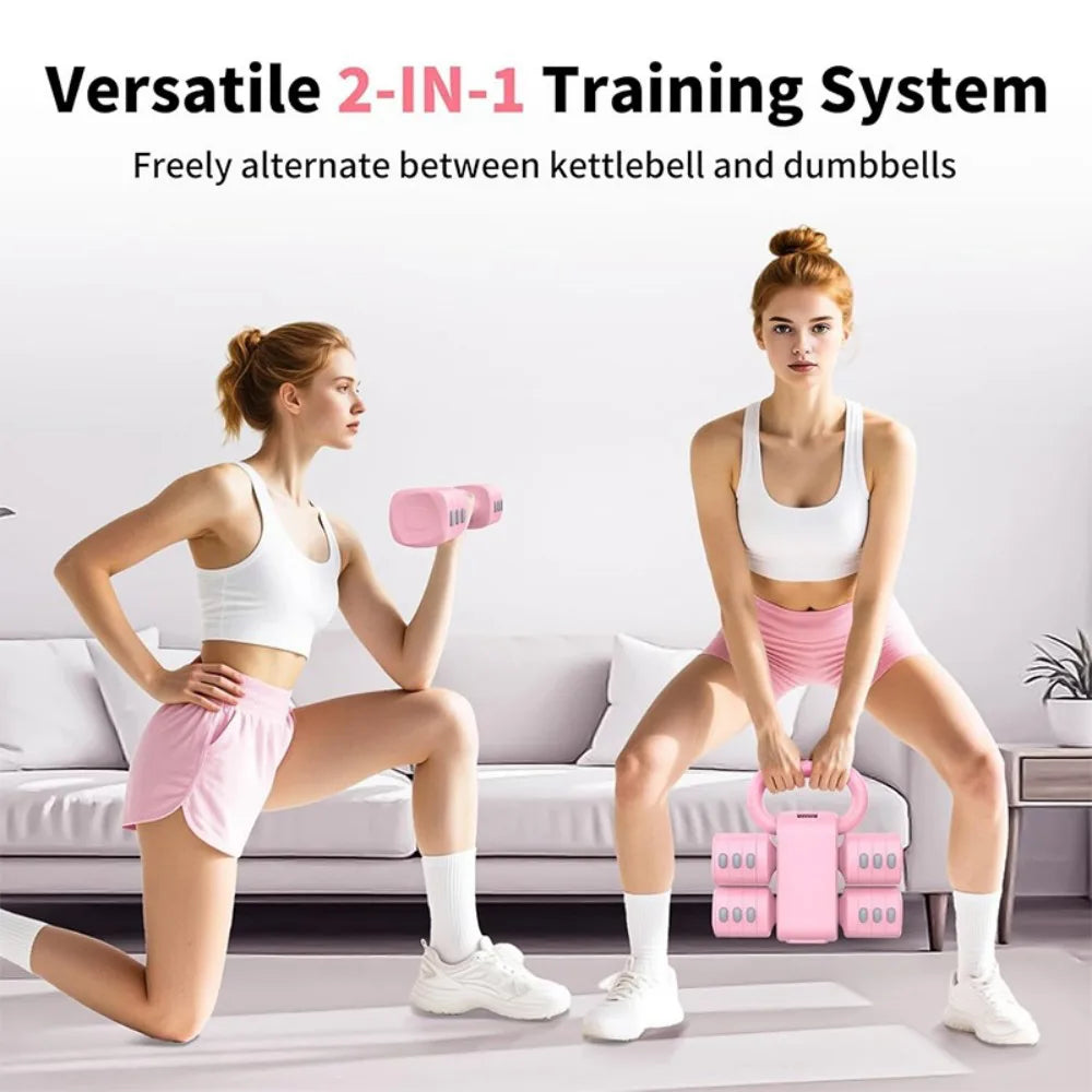 2-in-1 Adjustable Dumbbell & Kettlebell Set, 2kg to 5kg with Non-Slip Grip – Home Gym Hand Weights