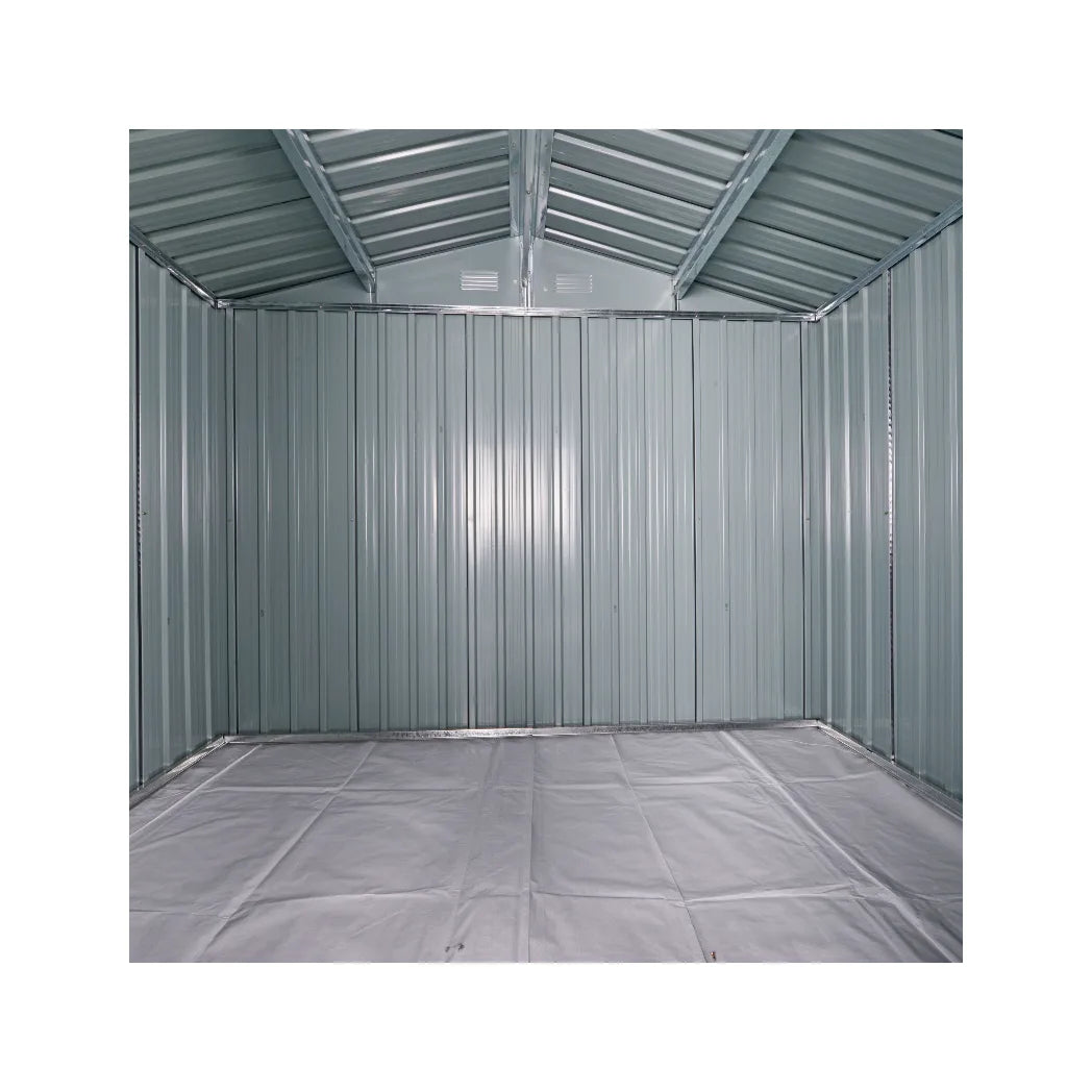 Outsunny 8 x 6ft Galvanised Steel Garden Shed with Sliding Double Doors, Light Grey