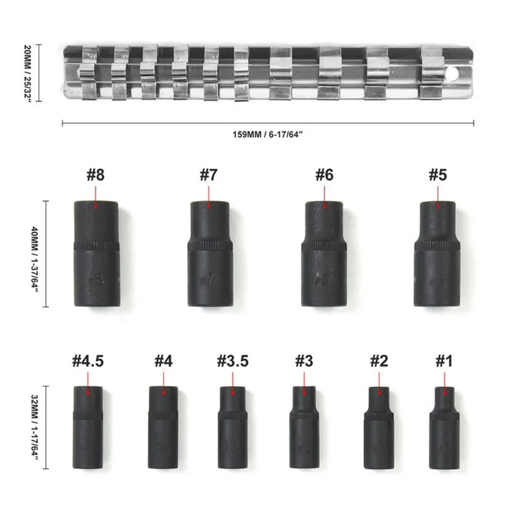 10 Piece Magnetic Tap Socket Set, 1/4" & 3/8" Drive – Tap Holders for Thread Cutting Taps M1.5 to M14