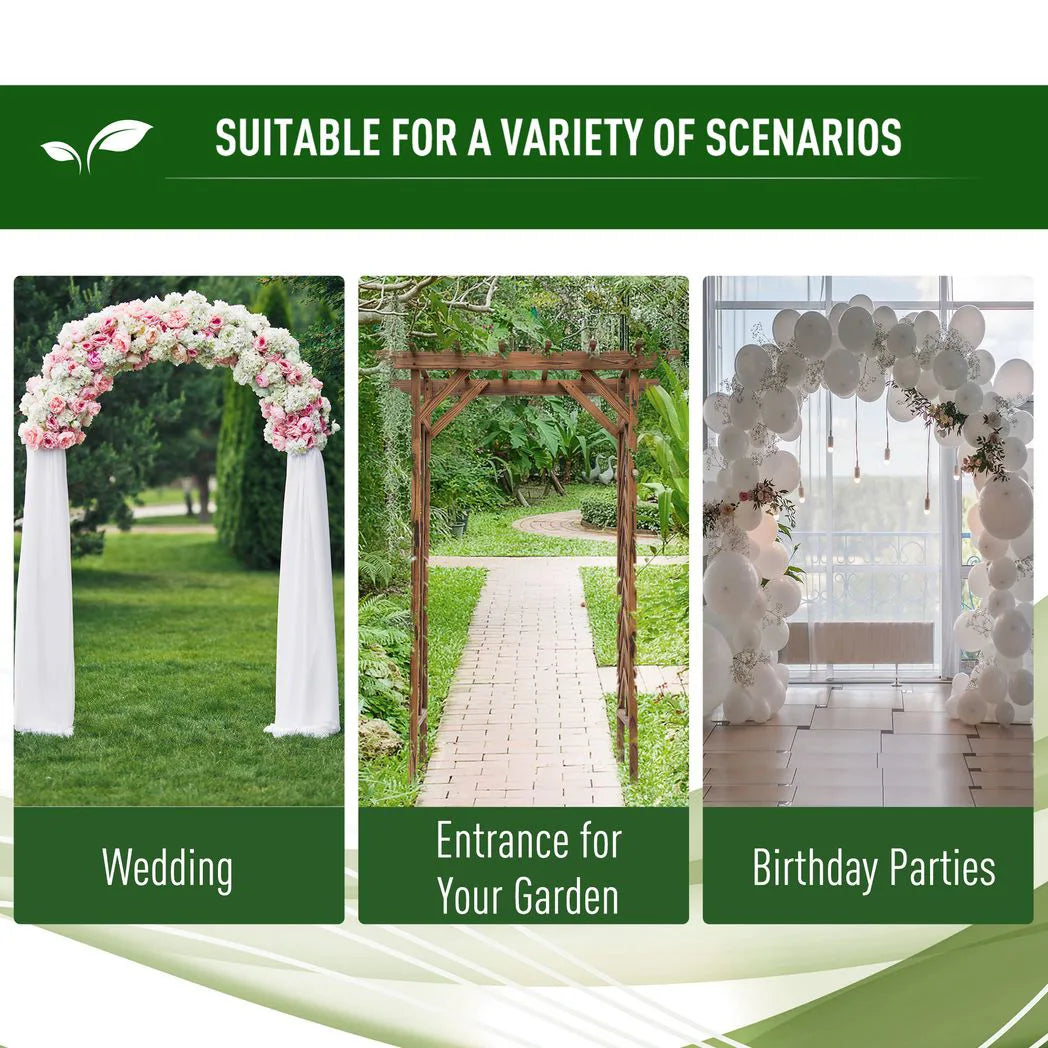 Outsunny Wooden Garden Arch with Pergola-Style Roof – Fir Wood Arbour Trellis for Climbing Plants